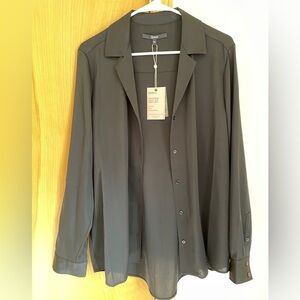 NWT Quince Washable Silk Black Button Down